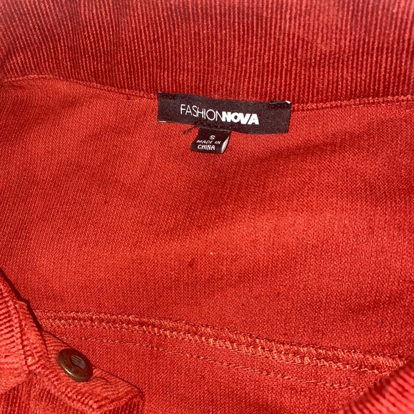 Red Corduroy Cropped Jacket - Picture 6 of 12